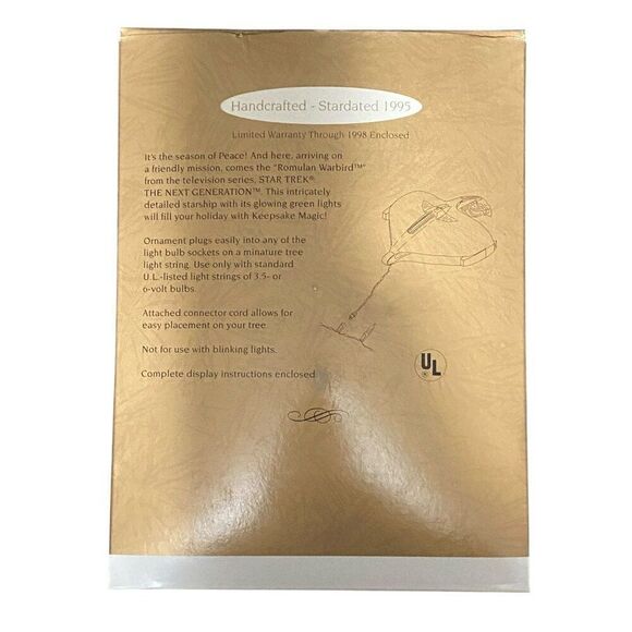 Romulan Warbird Star Trek Next Generation Hallmark Ornament 1995 - Picture 2 of 4